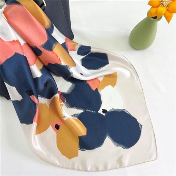 Mulberry Silk Scarf – 27" Square Head Scarf for Women, Lightweight Neck Scarf - Picture 4 of 8